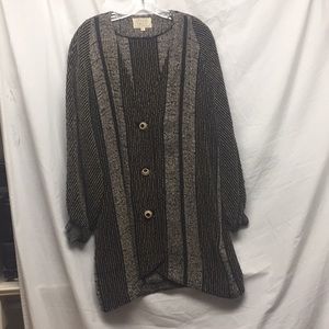 Hand woven walking cardigan, chenille, silk & wool